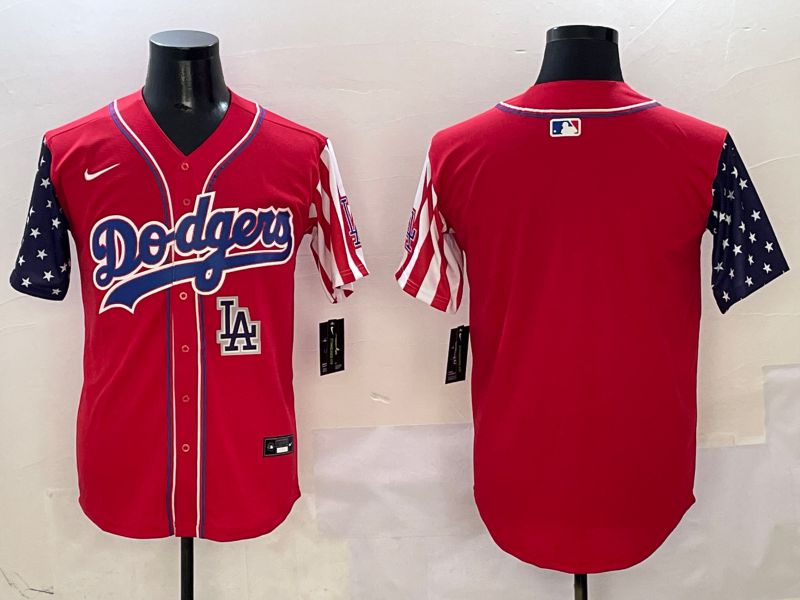 Men Los Angeles Dodgers Blank Red a generation of national flags Joint name 2025 Nike MLB Jersey style 8